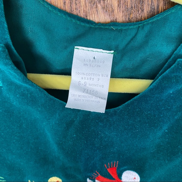 Hunter green vintage baby clothes romper jumper ducks velvet 6-9 months - Picture 3 of 4